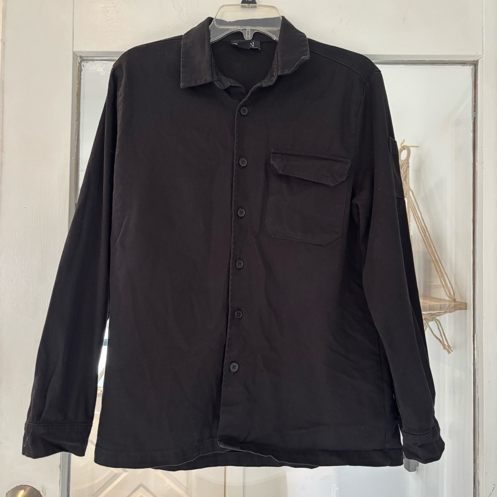 Boohooman Men's Black Long-Sleeve Dress Shirt